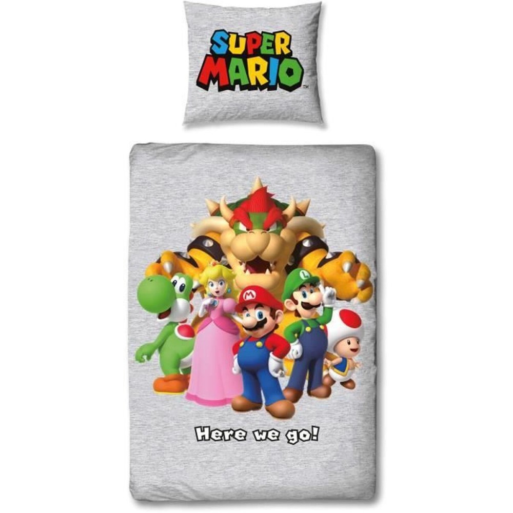 Set husă de pătură Mario Bros Multicolor Pat 140 2 Piese