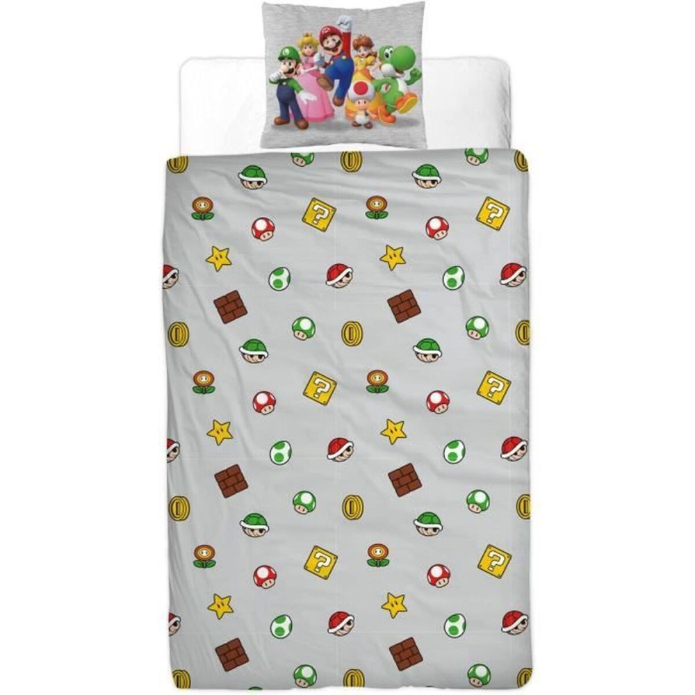 Set husă de pătură Mario Bros Multicolor Pat 140 2 Piese