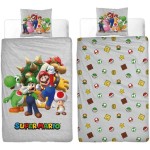 Set husă de pătură Mario Bros Multicolor Pat 140 2 Piese