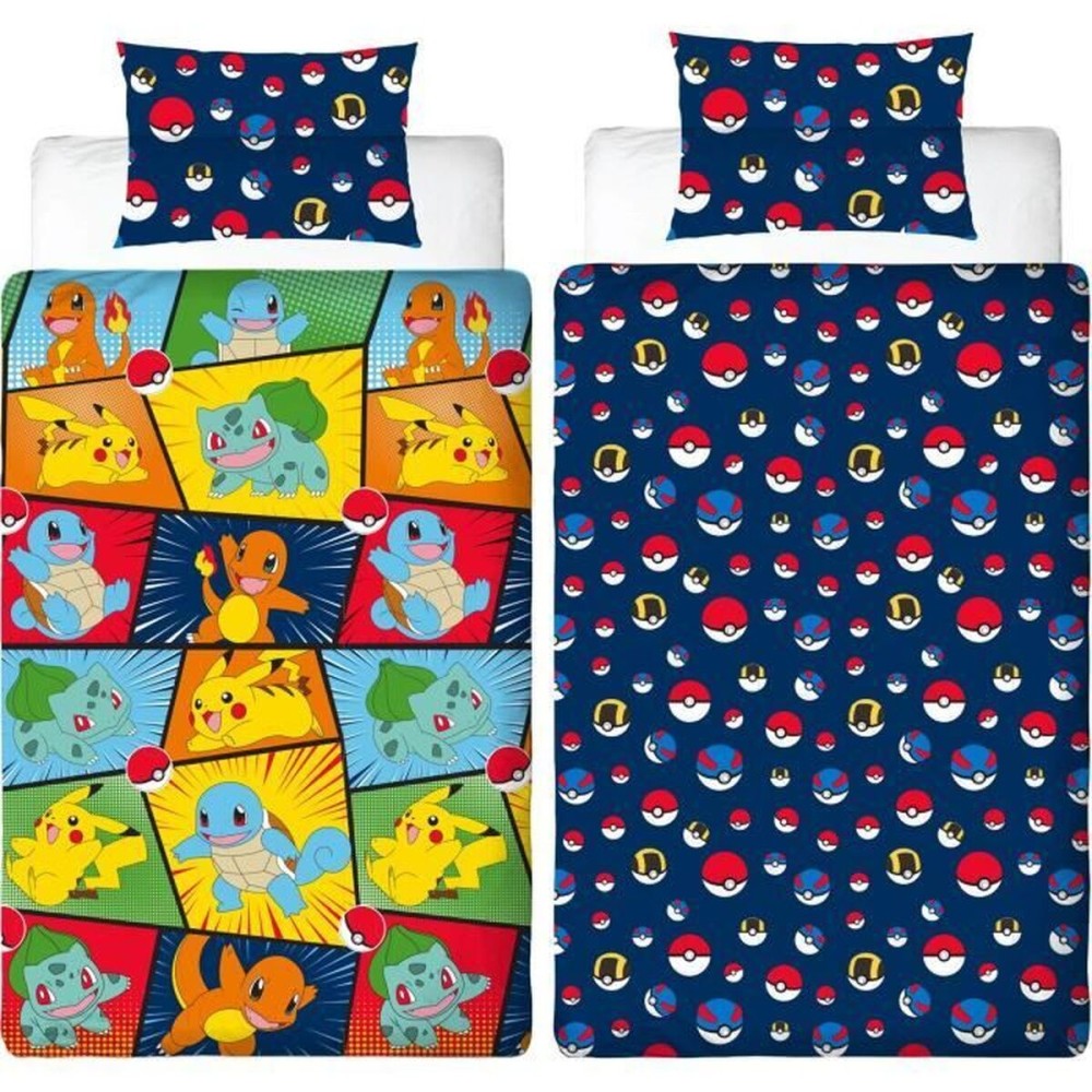 Set husă de pătură Pokémon 25 x 5 x 29 cm Multicolor Pat 140 2 Piese