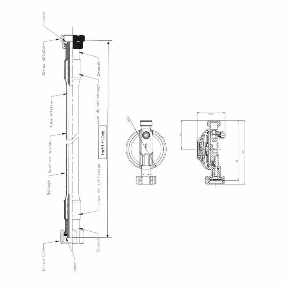 Regulator de gaz butan Rousseau M20X150 Alb Auriu*