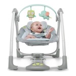 Scaun Balansoar Ingenuity Compact Swing - Hugs & Hoots Alb Gri