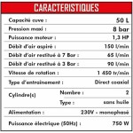 Compresor de aer MECAFER 425523 Orizontal Silențios 8 bar 24 L
