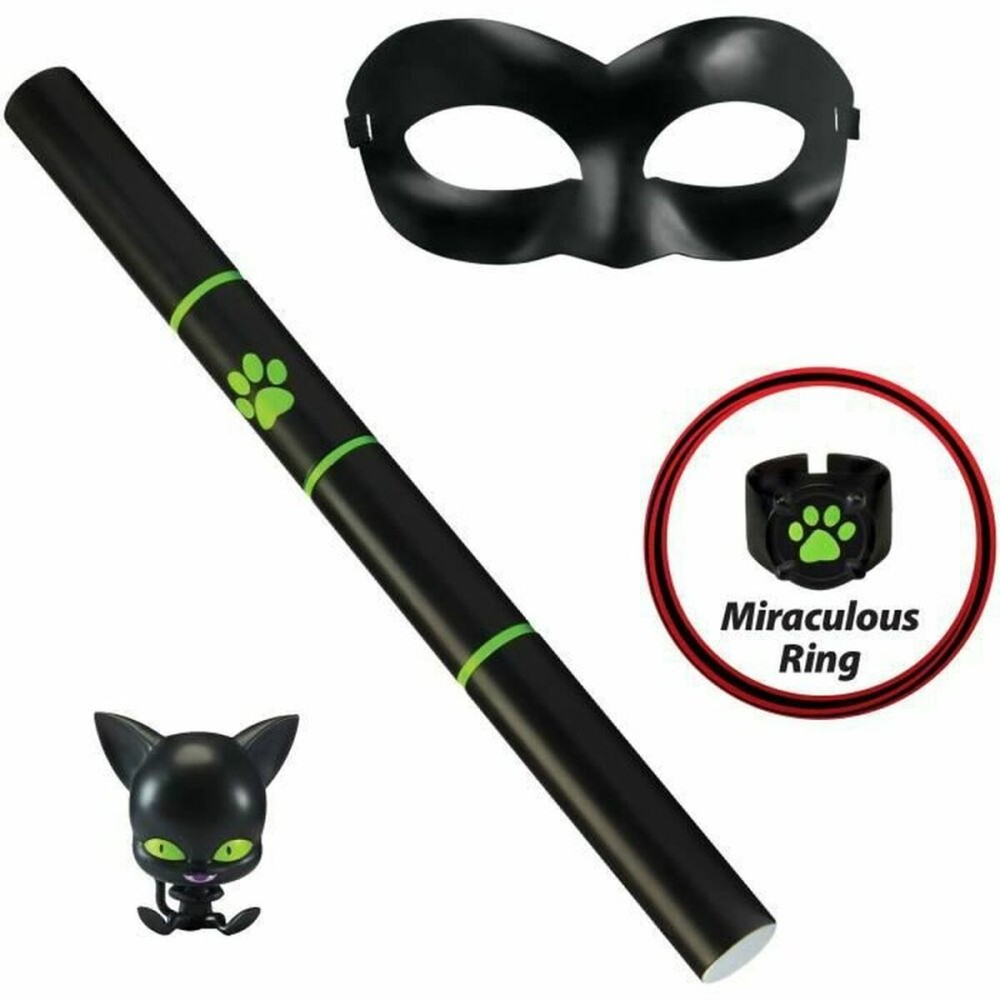 Costum Deghizare pentru Copii Miraculous: Tales of Ladybug & Cat Noir Transformation Set - Cat Noir 4 Piese Negru Multicolor