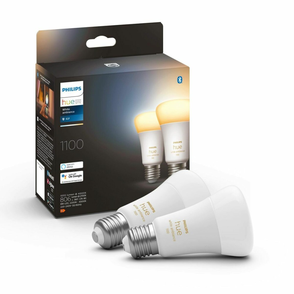 Bec Inteligent Philips Pack de 2 E27 Alb F E27 (2200K) (6500 K)