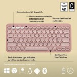 Tastatură Bluetooth cu Suport pentru Tabletă Logitech K380 Franceză Roz AZERTY
