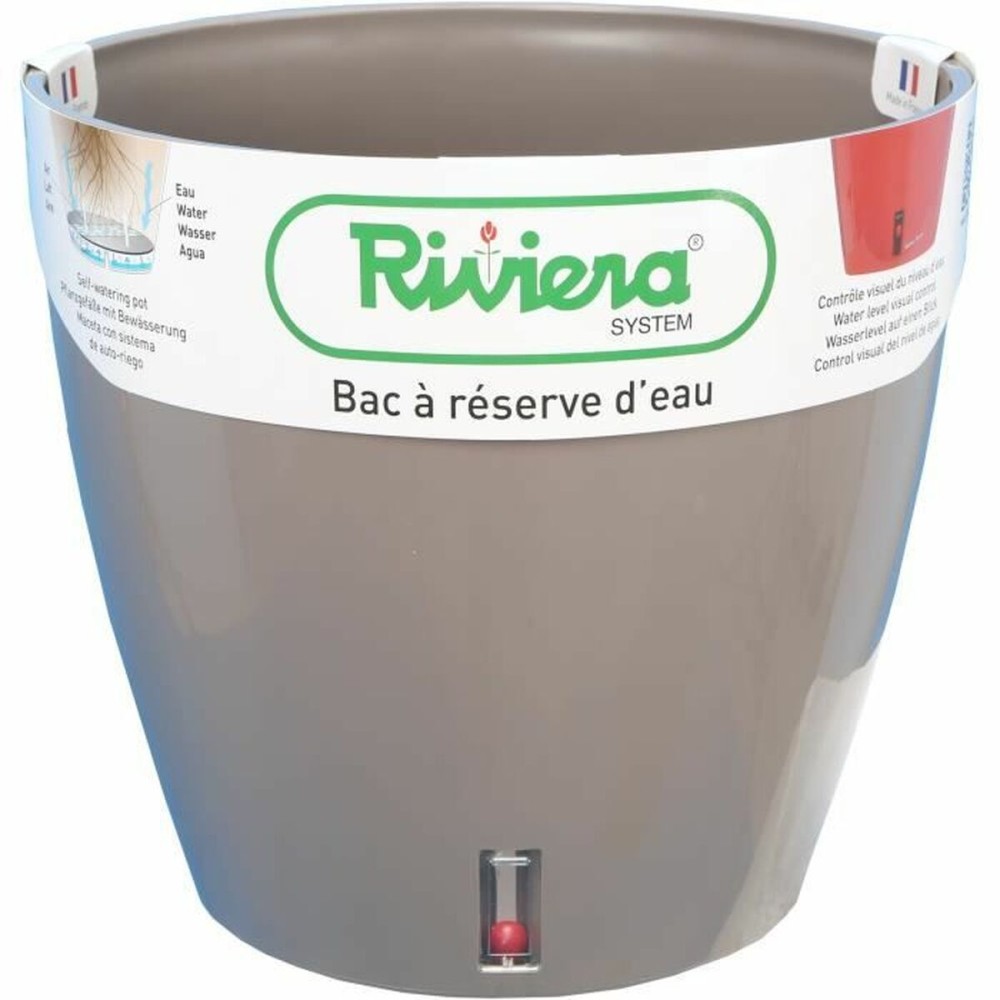 Ghiveci cu auto-udare Riviera Cu rezervă de apă Gri Maroniu polipropilenă Rotund Ø 36 x 33 cm