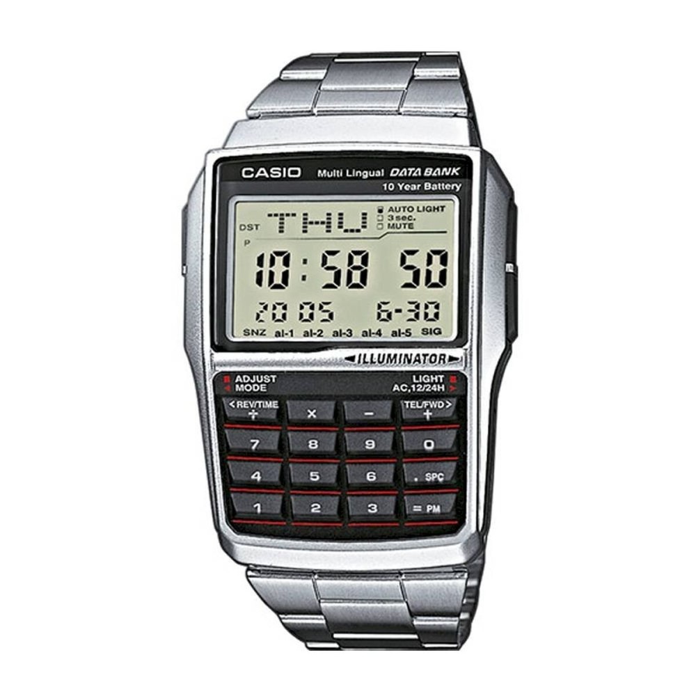 Ceas Bărbați Casio DATABANK CALCULATOR STEEL Negru Argintiu