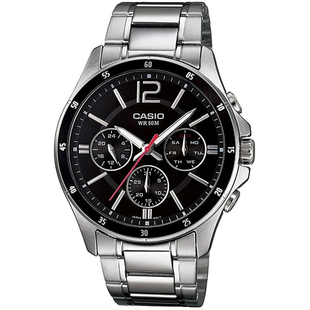 Ceas Bărbați Casio MULTIFUNCTION CALENDAR - BLACK Negru Argintiu (Ø 43,5 mm) (Ø 35 mm)
