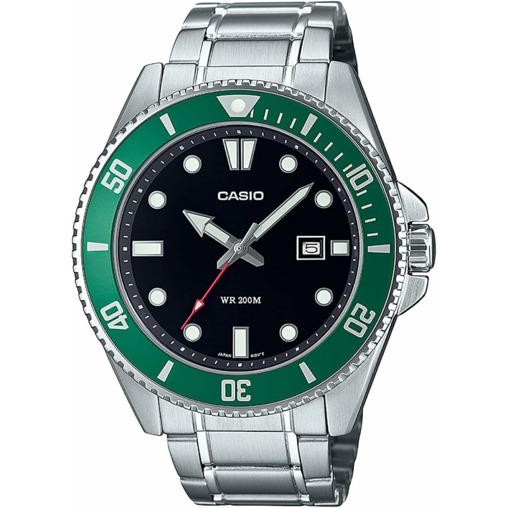 Ceas Bărbați Casio DIVER DATE 200M - BLACK Negru Argintiu (Ø 44 mm) (Ø 46 mm)