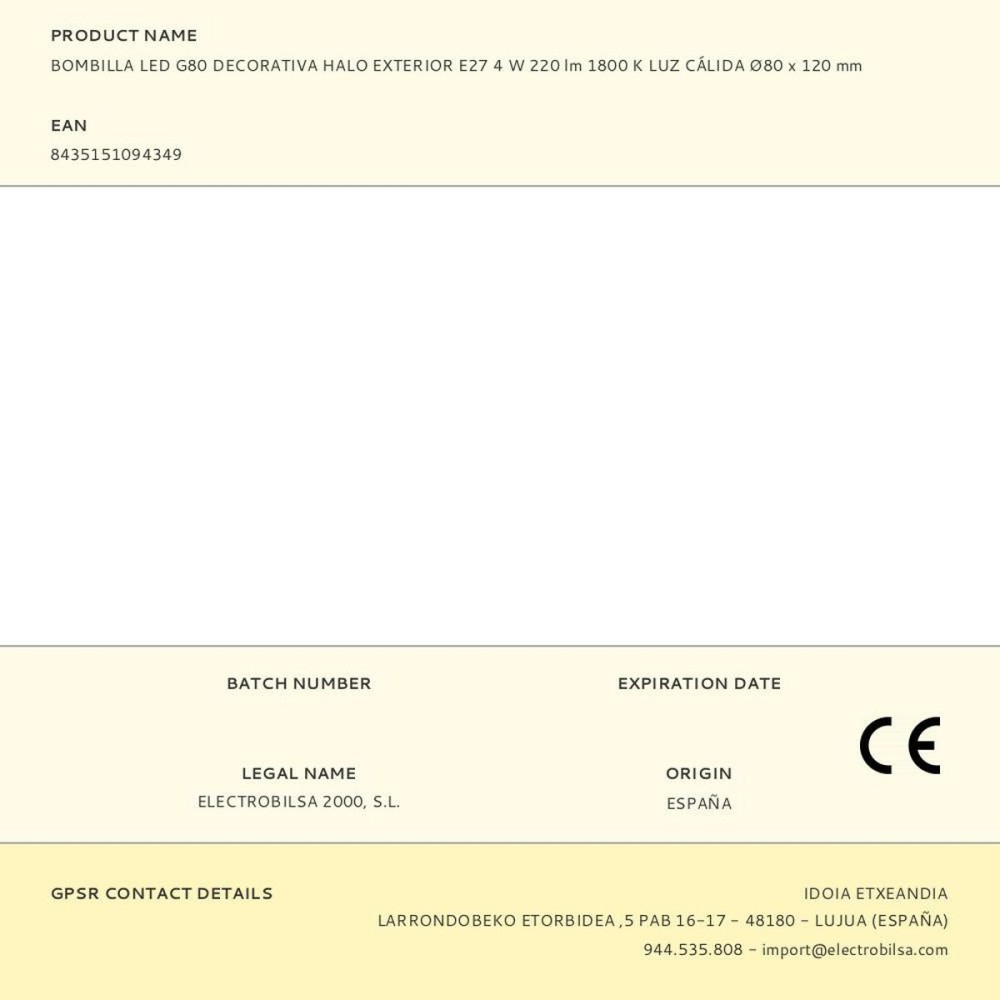 Bec LED Fbright g80 4 W E27 220 lm Auriu* Decorativă (1800 K)