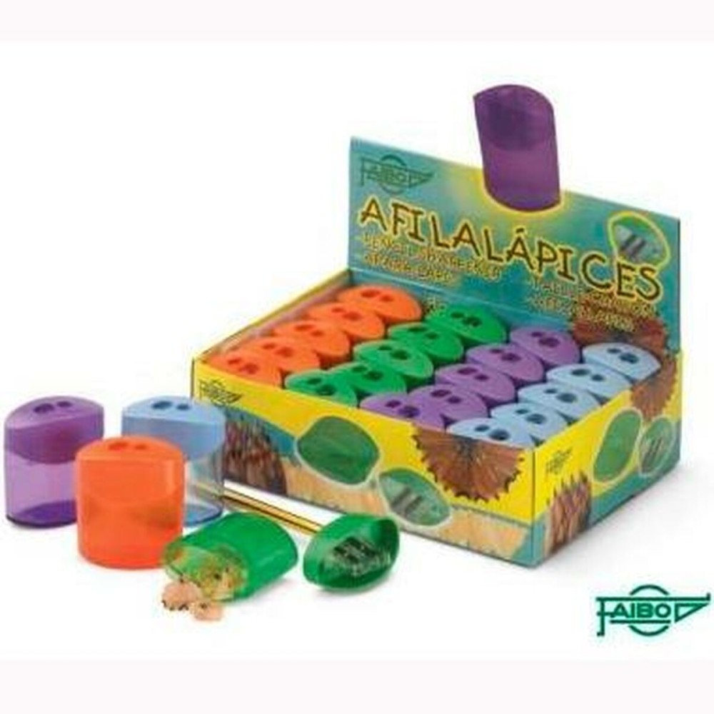 Ascuțitoare Faibo Cu rezervor Multicolor Double Plastic 20 Piese