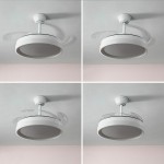 Ventilator de tavan cu lumină LED și 4 palete retractabile Keteez InnovaGoods Alb 72 W Ø49-104 cm