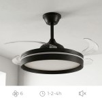 Ventilator de tavan cu lumină LED, 4 pale retractabile și telecomandă InnovaGoods