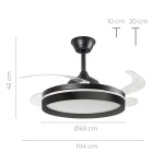 Ventilator de tavan cu lumină LED, 4 pale retractabile și telecomandă InnovaGoods