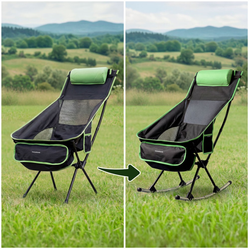 Scaun balansoar pliabil de camping 2 în 1 cu buzunar, pernă și geantă de transport Trillow InnovaGoods