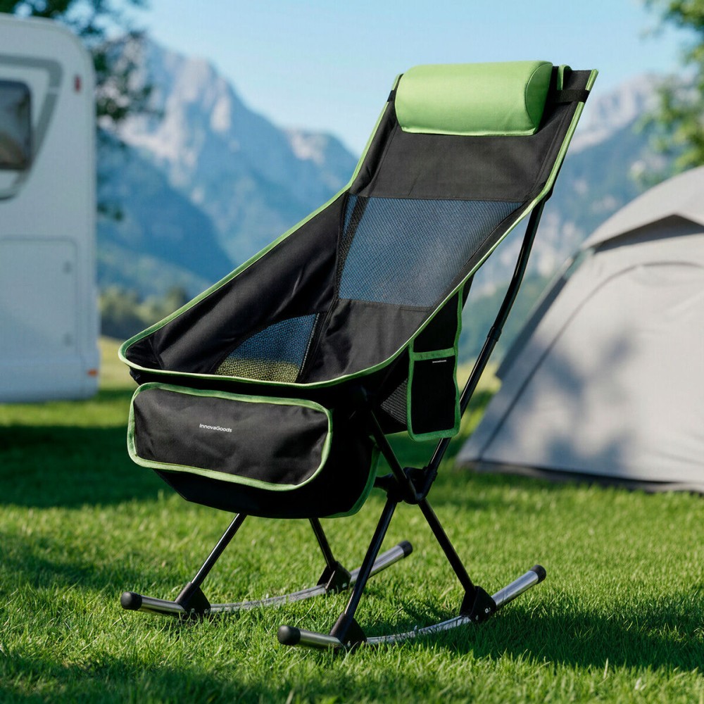 Scaun balansoar pliabil de camping 2 în 1 cu buzunar, pernă și geantă de transport Trillow InnovaGoods