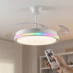 Ventilator de tavan cu lumină LED RGB, 4 pale retractabile și telecomandă InnovaGoods