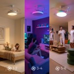Ventilator de tavan cu lumină LED RGB, 4 pale retractabile și telecomandă InnovaGoods