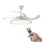 Ventilator de tavan cu lumină LED RGB, 4 pale retractabile și telecomandă InnovaGoods