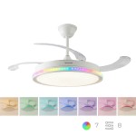 Ventilator de tavan cu lumină LED RGB, 4 pale retractabile și telecomandă InnovaGoods