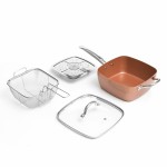 Set Tigaie Multifuncțională 5 în 1 Copper Coppans InnovaGoods 4 Piese Argintiu Metal Aluminiu 5 Piese Ø 24 cm (Recondiționate C)