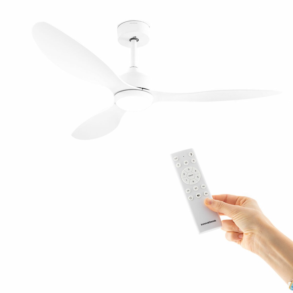 Ventilator de Tavan cu Lumină Flaled InnovaGoods Alb 36 W 52" Ø132 cm (Recondiționate A)
