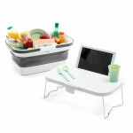 Coș de picnic pliabil cu capac tip masă InnovaGoods FOLDABLE CAMPING BASKET Plastic (Recondiționate B)