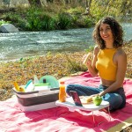 Coș de picnic pliabil cu capac tip masă InnovaGoods FOLDABLE CAMPING BASKET Plastic (Recondiționate B)