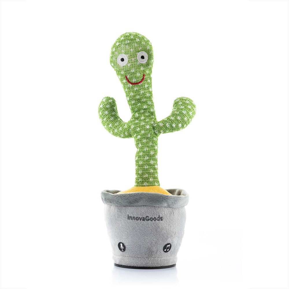 Cactus dansator și vorbitor reîncărcabil cu muzică și LED-uri multicolore Cacxi InnovaGoods Verde (Recondiționate A)