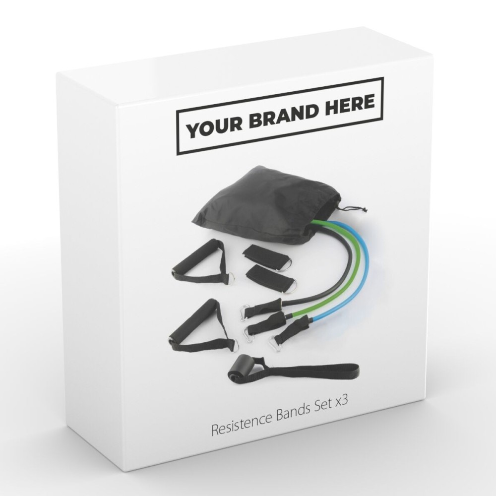 Set de benzi de rezistență cu accesorii și ghid de exerciții White Label 3 Unități (Recondiționate B)