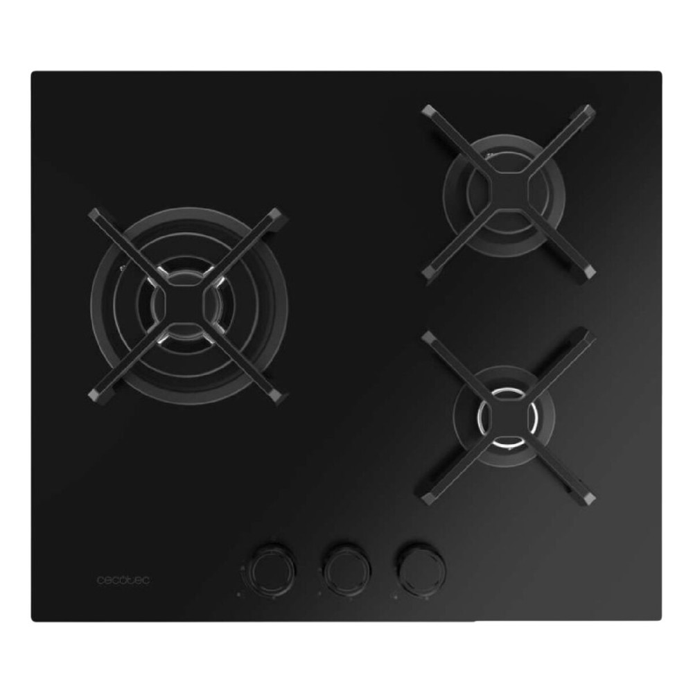 Plită pe gaz Cecotec Bolero Squad G 3400S 3 arzătoare 6200W Nano Glass fontă neagră