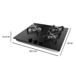 Plită pe gaz Cecotec Bolero Squad G 3400S 3 arzătoare 6200W Nano Glass fontă neagră