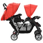vidaXL Cărucior în tandem din oțel, roșu și negru vidaXL Cărucior în tandem din oțel, roșu și negru