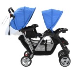 vidaXL Cărucior în tandem, albastru și negru, oțel vidaXL Cărucior în tandem, albastru și negru, oțel