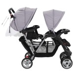 vidaXL Cărucior în tandem, gri și negru, oțel vidaXL Cărucior în tandem, gri și negru, oțel
