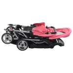 vidaXL Cărucior tandem pentru copii, roz și negru, oțel vidaXL Cărucior tandem pentru copii, roz și negru, oțel