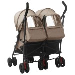 vidaXL Cărucior dublu, gri taupe, oțel vidaXL Cărucior dublu, gri taupe, oțel