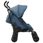 vidaXL Cărucior dublu, bleumarin, oțel vidaXL Cărucior dublu, bleumarin, oțel