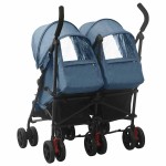 vidaXL Cărucior dublu, bleumarin, oțel vidaXL Cărucior dublu, bleumarin, oțel