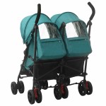 vidaXL Cărucior dublu, verde, oțel vidaXL Cărucior dublu, verde, oțel