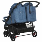 vidaXL Cărucior dublu, bleumarin, oțel vidaXL Cărucior dublu, bleumarin, oțel