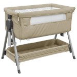 vidaXL Pat pentru copii cu saltea, gri taupe, pânză textil vidaXL Pat pentru copii cu saltea, gri taupe, pânză textil