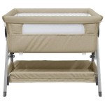 vidaXL Pat pentru copii cu saltea, gri taupe, pânză textil vidaXL Pat pentru copii cu saltea, gri taupe, pânză textil