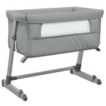 vidaXL Pat pentru copii cu saltea, gri deschis, pânză textil vidaXL Pat pentru copii cu saltea, gri deschis, pânză textil