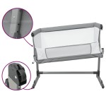vidaXL Pat pentru copii cu saltea, gri deschis, pânză textil vidaXL Pat pentru copii cu saltea, gri deschis, pânză textil