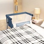 vidaXL Pat pentru copii cu saltea, bleumarin, pânză textil vidaXL Pat pentru copii cu saltea, bleumarin, pânză textil