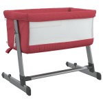 vidaXL Pat pentru copii cu saltea, roșu, pânză textil vidaXL Pat pentru copii cu saltea, roșu, pânză textil