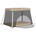 vidaXL Țarc pentru copii cu saltea, gri taupe, pânză textil vidaXL Țarc pentru copii cu saltea, gri taupe, pânză textil