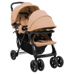 vidaXL Cărucior pentru gemeni în tandem, gri taupe, oțel vidaXL Cărucior pentru gemeni în tandem, gri taupe, oțel